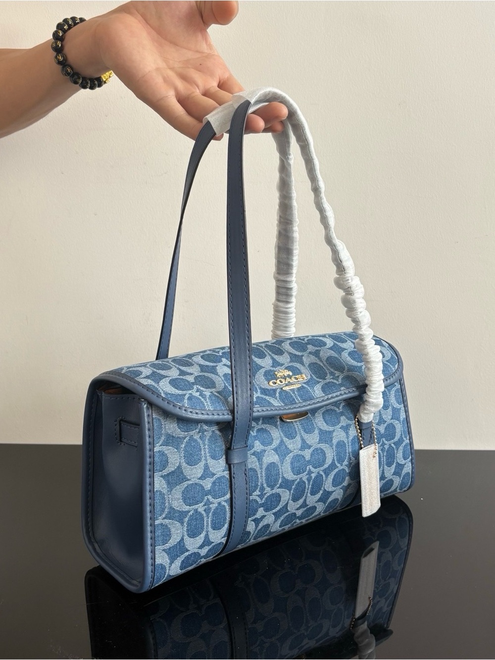Coach Blue Signature Jacquard Shoulder Bag - Picture 2 of 8